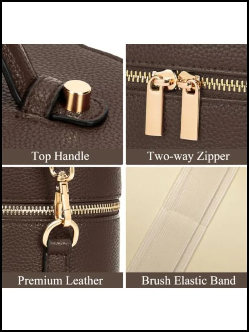 PU Leather Waterproof Makeup Bag Travel Vanity Cosmetic Case with Removable